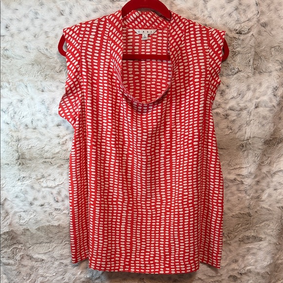 CAbi Tops - CAbi Red and White Sleeveless Blouse L